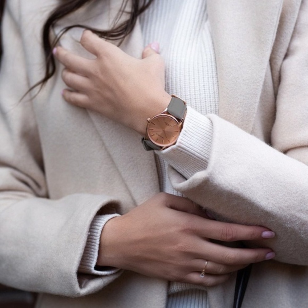 🌸 MONROÉ- SOLÉROSE - CHARCOAL LEATHER WATCH 🌸